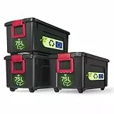 Iris Ohyama, große Kunststoff-Aufbewahrungsbox, 75 l Garagen-Aufbewahrungsbox, 3er-Set, SIA-75, schwarz, stapelbar, Verschlussklammern – B78 x T39,5 x H35 cm