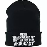 EXPRESS-STICKEREI Lustige Strickmütze - Warme Wintermütze mit Spruch Meine herablassende Art - Biker Beanie für Damen und Herren - Unisex Wollmütze Seemannsmütze - Beanie Haube mit Spruch