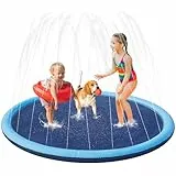 Yaheetech Hundepool 170cm, Faltbarer Splash Sprinkler Pad, 0.58mm Verdickt Wasserspielmatte, Anti-Rutsch & 4 Flicken, Hunde Wasserspielzeug Hundeplanschbecken, Sprühmatte Sprühkissen für Sommer Garten
