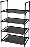 UrMsun Schuhregal mit 4 Ebenen, 8–10 Paar, stabiles Schuhregal, Vliesstoff, Schuhturm-Organizer, Schwarz (4 Etagen)