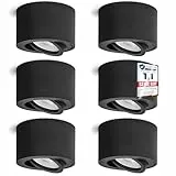 linovum 6 Stück LED Deckenspot SMOL in schwarz - flach & schwenkbar - Decken Aufbauspot inkl LED Modul 5W neutralweiß 230V