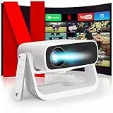 Wielio 2025 Neuer Upgraded Full HD 1080P Beamer, 20000 Lumens, 4K Unterstützung, Android 11, WiFi 6＆ Bluetooth 5.2, automatische Trapezkorrektur, 120° schwenkbarer Heimkino Beamer