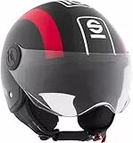 Sparco Demi-Jet Motorradhelm mit ABS-Schale, Größe L, Rot und Schwarz
