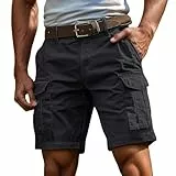Leinenhose Herren Kurz Cargo Shorts Herren 2026 Sommer Kurze Hosen Stretch Cargohose Kurz Outdoor Arbeitshose Männer Mit Taschen Bequeme Wanderhose Arbeitshosen Grau
