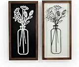 iAnanas 2-teiliges Metall-Blumengefäß Wanddekoration – Elegante Skulptur für Küche, Badezimmer, Wohnzimmer – Wandkunst-Set mit Blumendesign, moderne Deko aus Metall für stilvolle Akzente in jedem Raum