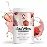 MaxiNutrition MaxWhey 100% Whey Proteinpulver Erdbeere 420 g Dose, ergibt 14 Protein-Shakes à 23g Eiweiß, ohne künstliche Aromen, inkl. Vitamin B6, Made in Germany