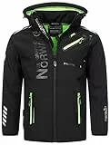 Geographical Norway Herren Herbst Winter Jacke Softshell Jacke Outdoor Regen Übergangs, Farbe:Schwarz, Größe:XL
