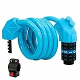 Fahrradschloss Zahlenschloss, Fahrrad Schloss hohe Sicherheit 12mm dickes Stahl Kabelschloss, wasserdichtes Kettenschloss für E-Bikes Roller E Scooter Kinder Fahrräder (Blau)