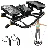 HXD-ERGO Rock Stepper für Zuhause Mini Aerobic Stepper mit 2 Widerstandsbändern & Anti-Rutsch-Matte, Leiser Treppensteiger für Ganzkörpertraining