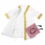 IBTOM CASTLE Baby Jungen Muslimischen Ramadan Robe Langarm Abaya Sets Eid Kaftan Dubai Islamische Outfits Neugeborene Arabisch Roben Kaftan+Abaya+Kopftuch Weiß 12-24 Monate