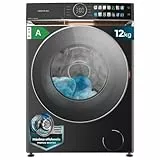 Cecotec Waschmaschine 12 kg Frontlader Bolero DressCode 12980 Direct Drive Steel A. 1400U/min, Direct Drive Motor, Niedriger Verbrauch, FullColor Display, Lederimitat-Oberflächen, XXL-Tür, UV-Licht