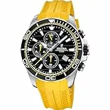 Festina Herren Uhr Analog mit Gelbem Kautschukarmband - Quarzwerk - Sportliche Herrenuhr - Chronograph - Kalender - Mineralglas - Wasserdicht bis 10 ATM F20370/2 Special Prices