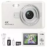 Digitalkamera Fotokamera mit 64GB Karte,Tragbare Fotoapparat mit 2,4' LCD Bildschirm,HD 1080P Fotokamera Kompaktkamera,40MP Fotoapparat,8X Digital Zoom Digital Kamera für Teenager,Anfänger (Weiß)