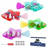 HOVCEH 4 Stück Robo Fish, Robo Fisch für Katzen, RoboFisch Katzenspielzeug, Roboter Fisch Aquarium, Wiederverwendbare Elektronischer HaustierFisch mit Leuchtende, Schwimmende Fische Spielzeug Katze