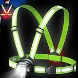 Mohard Lauflampe Joggen mit Rücklicht, 500LM Lauflicht, Wiederaufladbare Brustlampe zum Joggen, 9 Modi, 45° Verstellbar & IPX4 Wasserdicht Running Light mit 360° Reflektor Weste für Nachtlauf, Wandern