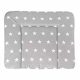 roba Wickelauflage Little Stars - 85 x 75 cm - Baby Wickelunterlage mit Sternen Design - Weiche Wickeltischauflage in Weiß / Hellgrau
