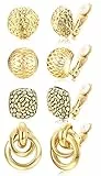 Kakonia 4Paar Clip auf Ohrringe für Damen Mädchen Hypoallergen Creolen Ohrclips Ohne Ohrlöcher Klips Ohrringe Set Modeschmuck Geschenk