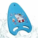 MoKo Kickboard für Kinder, Schwimmbrett mit ergonomischem Griff, Cartoon-Schwimmtrainings-Kickboard, Pool-Trainingsgerät, fördert natürliche Schwimmposition, Blauer & Schwimmring Hai