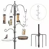 MIXXIDEA Deluxe Vogelfutterstation Kit Metall Vogelfutterstation Mit Ständer 238cm Höhenverstellbar Futterstation Vögel Mit 3 Feedern, J-Haken-Kits Und 5 Prong Pole Stabilizer für Körner Erdnüsse