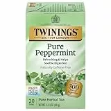 Twinings Pure Peppermint Kräutertee, einzeln verpackt, 20 Stück (1 Stück), frischer minziger Geschmack, natürlich koffeinfrei, heiß oder gekühlt, 20 Teebeutel