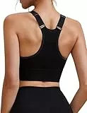 Litherday Sport BH Starker Halt Push Up Sports Bra Atmungsaktiv Racerback Sportunterwäsche Große Brüste Sport-BHS Fitness Gepolstert Sports Top Yoga Joggen Schwarz XXL