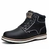 AX BOXING Winterschuhe Herren Warm Gefüttert Winterstiefel Herren Outdoor Winterboots Schneestiefel Rutschfest Wanderstiefel Größe 41-46 EU(Blau gelb, 45 EU)