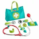 Fisher-Price Arzttasche für Rollenspiele für Kindergartenkinder, 7-teilige Doktortasche, Spielzeug zum Verkleiden für Kinder ab 3 Jahren, HYH26