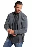 JP 1880 Herren große Größen Menswear L-8XL bis 7XL, Strickjacke, Cardigan mit Stehkragen, Zipper, Rippbündchen, grau Melange 5XL 717032123-5XL