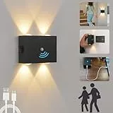 VOMI Akku Wandleuchte mit Bewegungsmelder, LED Wandlampe Akku Innen Wandleuchten Ohne Stromanschluss 4000mAh USB Aufladbar Aluminium Kabellose Wandleuchte für Schlafzimmer, Treppen, Kolonnade