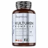 Kulturen Komplex mit 60 Mrd. KBE - 20 Bakterienstämme und Bio Inulin -120 vegane Kapseln - Bakterienkulturen mit Bifidobacterium, Lactobacillus Gasseri & Reuteri - 2 Monate Vorrat - WeightWorld