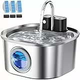 Edelstahl-Katzenbrunnen mit Wasserhahn-Design – 3,2L kabelloser Trinkbrunnen, 3 Betriebsmodi & 4-Stufen-Filter (inkl. 3 Filtern)