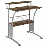 Flash Furniture Computer-Schreibtisch mit oberem und unterem Ablagefach, Metall, rustikale Walnuss, 1 Stück