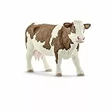 SCHLEICH Farm World | Fleckvieh-Kuh 13801 Bauernhof Spielfigur | detailgetreue Tierfiguren | tolles Geschenk für Jungen und Mädchen | Bauernhof Spielzeug ab 3 Jahre | 13 x 4 x 8 cm