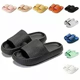 Sumvov Cozyslides Original Damen Schlappen 100% EVA Super Weich Rutschfest Badeschuhe Cozislides Original Hausschuhe Damen Herren,Schwarz,38/39 EU