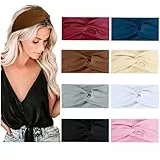 Haarbänder Damen Breite Stirnband Sommer Elastische Weiche Haarband Gestrickt Design, Yoga Sport Workout Haarband Mehrfarbig Stirnbänder 8PCS