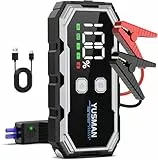 YUSMAN 5000A Starthilfe Powerbank für PKW (7L Benzin & 5L Diesel) mit LED-Taschenlampe, Display und USB-Anschluss
