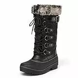 DREAM PAIRS Damen Schneestiefel Schnürung Wasserdichtes Obermaterial Kunstpelz-Futter rutschfeste Sohle SCHWARZ 38 Avalanche-E