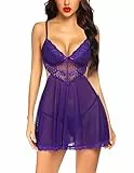 Avidlove Schlafanzug Damen Kurz Sexy Kostüme Frauen Stringbody Damen Dessous Violett L