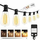 litogo LED Lichterkette Außen Dimmbar mit Timer, 9.8M 30FT Deko Lichterkette Aussen Strom mit Retro Warmweiß Glühbirnen Plastik, Wetterfest lichterketten für Garten Balkon Party Pavillon Terrasse