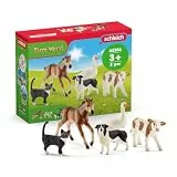 SCHLEICH Farm World | Bauernhoftiere Bundle 42386 | Set mit Kalb, Pferd, Katze, Hund & Gans | realistische Tierfiguren für Kinder | Bauernhof Spielzeug ab 3 Jahre | 5-teilig | exklusiv bei Amazon