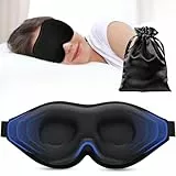 INNELO 3D Schlafmaske für Seitenschläfer, 100 % lichtdicht, mit vertieftem Augenbereich, schont Wimpern, weich & bequem, inkl. Tasche – für Frauen Herren, ideal für Reisen, Schwarz