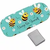 CREATCABIN Brillenetui Hartschale Leder Brillenetuis Bienen Sonnenbrillenhalter Tragbar Reise Brillentasche Aufbewahrung Clamshell Schutzhülle Geschenk Für Frauen Männer Bee Yourself 16.2x6.4x3.9cm