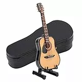 FTVOGUE Mini Gitarre Modell Ornamente Handwerk Holzgeschenke Spielzeug Wohnkultur mit Aufbewahrungsbox Handgefertigt(10CM)