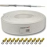 Premium X 15m BASIC Koaxialkabel 135dB 4-fach SAT Antennenkabel Koax-Kabel DVB-S / S2 DVB-C und DVB-T BK Anlagen 10x F-Stecker