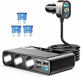 JOYROOM 210W Zigarettenanzünder Verteiler 9 IN 1,【2026 Upgrade】 Auto KFZ Ladegerät Adapter, 3 Fach 12V/24V Stecker Ladekabel Splitter mit 5 USB Anschlüsse für iPhone 17/iPad/Dashcam/GPS/Sitzheizung