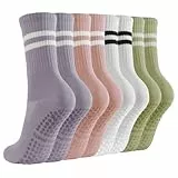 BUDERMMY Pilates Socken Damen 4 Paare Baumwolle Yoga Socken Stoppersocken Rutschfeste mit Noppen Antirutsch Atmungsaktiv Socken (DE/NL/SE/PL, Numerisch, 39, 42, Regular, Regular, Mehrfarbig 4 Paare)