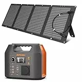 SinKeu Tragbare Powerstation 296 Wh mit 120W Falt-Solarpanel, Solargenerator mit 230 V AC-Ausgang, 300 W Reine Sinuswelle, LED-Leuchte, Stromgenerator für Camping, Notstrom & Off-Grid
