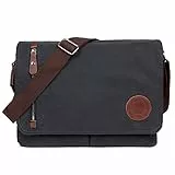 LOSMILE Umhängetasche, Vintage Canvas Schultertasche Herren.(Schwarz)