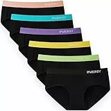 INNERSY Unterhosen Damen Baumwolle Sportunterwäsche Hipster Panties Schwarz Taillenslip 6er Pack (M, Sportliches Schwarz)