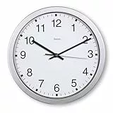 Hama Wanduhr Mallorca (Quarzuhr Wand Ø 30cm, Wanduhr groß XXL, extra große Zeitanzeige, analoge Uhr mit Stunden-, Minuten- und Sekundenzeiger, arabische Ziffern, Glas Abdeckung, inkl. Batterie) silber